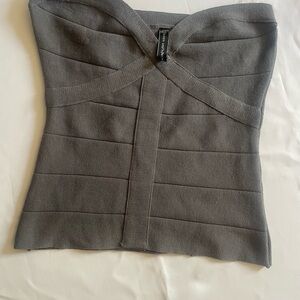 Poof Couture Gray Textured Strapless Top